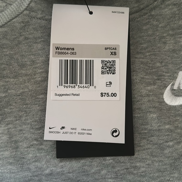 Nike Women's Sportswear Club Fleece Oversized Mock-Neck Sweatshirt Grey NWT - Picture 6 of 7